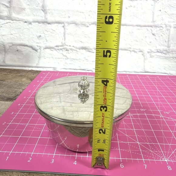 Vintage MCM 1950s Chrome Plated Round Lidded Butter Margarine Dish Serving Bowl - Picture 9 of 10